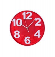 Pendule plastique relief - rouge - d 30 cm