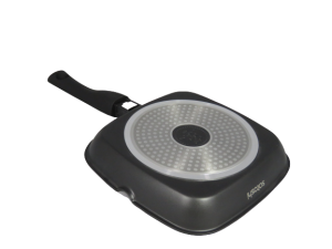 Gril carré 28cm, revêtement de marbre, poignée amovible, fonte d'aluminium SATOSHI