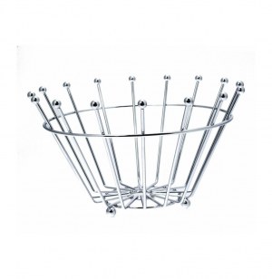 Corbeille à fruits droite en métal - panier argenté