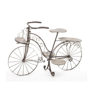Vélo porte plantes - fer forgé - 5 plateaux en bois - meuble décora