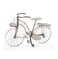 Vélo porte plantes - fer forgé - 5 plateaux en bois - meuble décora