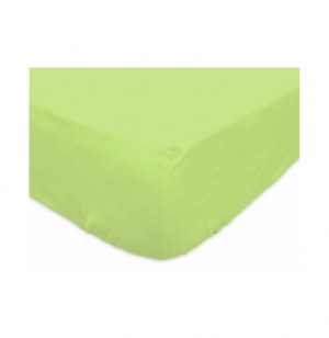Drap housse 90 x 190 cm 100% coton - vert - linge de lit