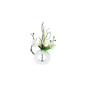 Composition orchidées - fleurs vase assorti de couleurs- fleurs artif