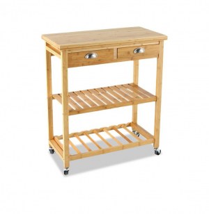 Desserte de cuisine avec roulettes - 2 tiroirs et 2 étagères - meubl