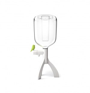 Grande fontaine à boisson - oiseau vert - qualy - avec résevoir