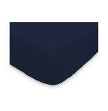 Drap housse 90 x 200 cm 100% coton - bleu marine - linge de lit