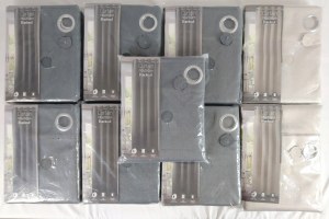 Lot de 9 Rideaux occultant prêt-à-poser Gris/Beige 140 x 260 cm œillets