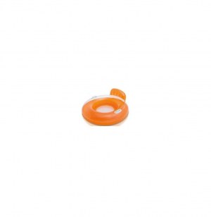 Fauteuil gonflable rond avec dossier - orange - poignées blanches