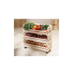 Caisses à fruits sur roulettes - rangement en bois massif empilable