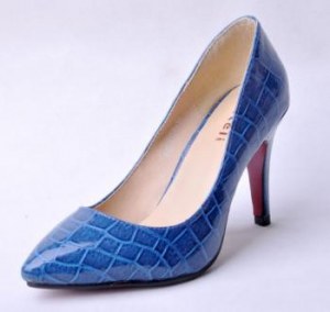 Escarpins à talons façon python Bleu
