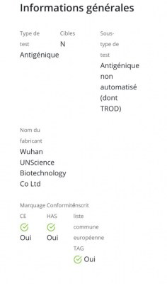 Test antigenique 1.05€