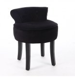 Tabouret avec mini dossier - velours - noir - pouf matelassé solide