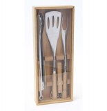 Mallette bambou - 3 ustensiles barbecue inox
