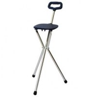 Canne de marche / Chaise trépied assise ronde