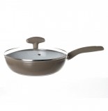 Sauteuse avec couvercle - 28 cm - aluminium / céramique - beige