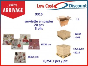 Serviette en papier 33x33 25x25cm