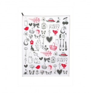 Torchon en tissu kate - motifs nature - 45 x 60 cm - linge de maison