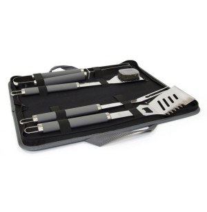Ustensiles bbq manche silicone + étui - 4 pcs