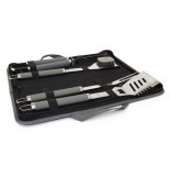 Ustensiles bbq manche silicone + étui - 4 pcs