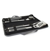 Ustensiles bbq manche silicone + étui - 4 pcs