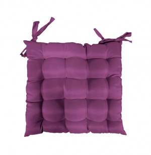Galette de chaise à nouettes - 40 x 40 cm - violet prune