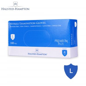 Halsted-Hampton Gants d'examen en nitrile Premium Plus - 10 boîtes(1000 pièces) L