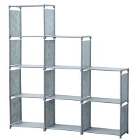 Herzberg HG-03663: Étagère de Rangement à 9 niveaux Pour Livres (125 x 125 cm) - Gris