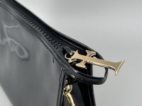 Lot de 10 Trousses vinyle noir, sac soirée, zip  XXL, finition dorée, tirette croix dorée