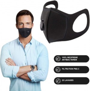 MASQUES NEOPRENES REUTILISABLES AVEC VALVE (20 LAVAGES)