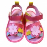 Sandales nu pieds tricolores avec motif fleurs