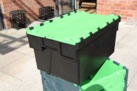 Caisse à couvercles intégrés verts - 600 x 400 x H.310mm