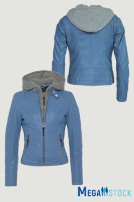 ALPENBLITZ vestes en cuir bleues pour femmes, vente en gros