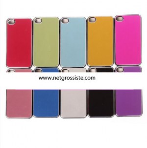 Lot Coques Aluminium Brossé Bord Noir iPhone 4S