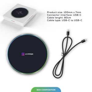 CHARGEUR SANS FIL RAPIDE 15W USB-C INDUCTION POUR IPHONE SAMSUNG HUAWEI XIAOMI