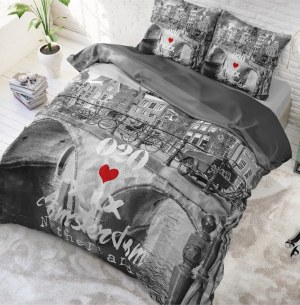 "Amsterdam" Set 2/3 pcs Parure de Lit 100% Coton Housse de Couette+Taie d'Oreiller 140...