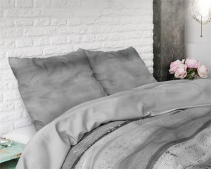 "Marcus" gris Set 2/3 pcs Parure de Lit Coton Mélangé Housse de Couette+Taie d'Oreiller