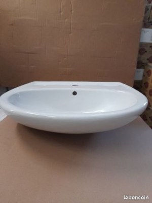 Lavabo Jacob Delafon en céramique blanc et colonne brive blanche