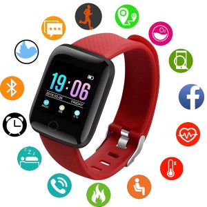 Montre connectee Sport etanche-Rouge
