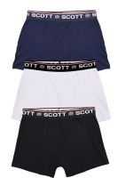 Boxer Homme Bandera Scott 100% Coton Noir/Blanc/Bleu Marine Pack3