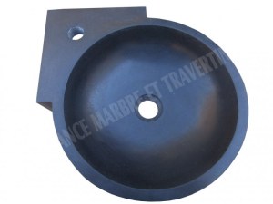 Basalte Noir Lave Main Esthétique Angle 40x40 cm