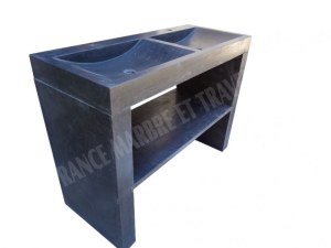 Basalte Noir Evier Meuble 2 Bac Avec Pieds