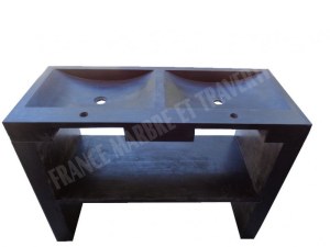 Basalte Noir Evier Meuble 2 Bac Avec Pieds