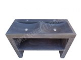Basalte Noir Evier Meuble 2 Bac Avec Pieds