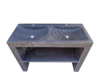 Basalte Noir Evier Meuble 2 Bac Avec Pieds