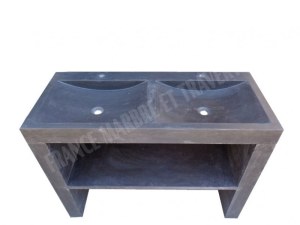 Basalte Noir Evier Meuble 2 Bac Avec Pieds