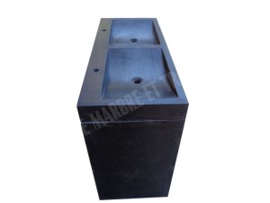 Basalte Noir Evier Meuble 2 Bac Avec Pieds