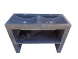 Basalte Noir Evier Meuble 2 Bac Avec Pieds