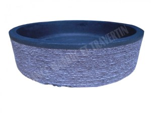 Basalte Noir Vasque Modéle Cylindre Plat Strie