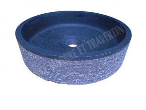 Basalte Noir Vasque Modéle Cylindre Plat Strie