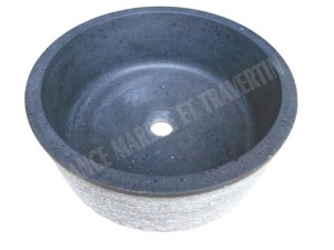 Basalte Noir Vasque Modéle Cylindre Strie